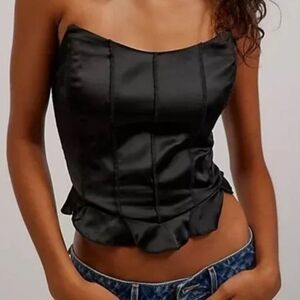 FREE PEOPLE INTIMATELY WOMEN’S SILVER SIREN CORSET TUBE TOP IN BLACK SIZE SMALL